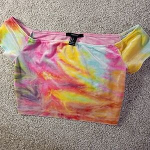 Forever 21 Women's Tie-Dye Off-Shoulder Top
